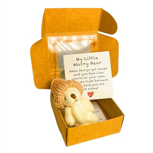 Pocket Hug Bear Geschenk - Mini Plüsch Taschenbär mit Motivationskarte, Miss You Geschenke für Frauen oder Kinder, Langstrecken-Freundschaftszeichen zur Ermutigung (Weiß) von Generisch
