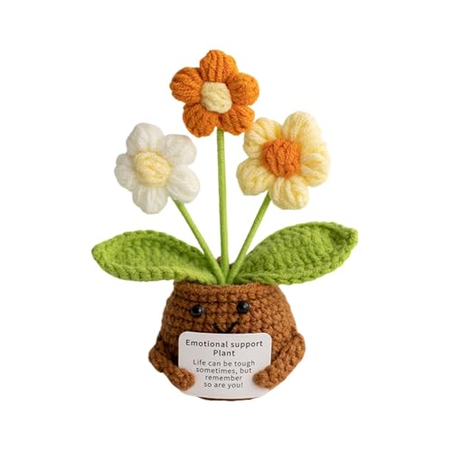 Pocket Hug Positive Blumen, Kreative Strickwolle Blumen Puppe Kleine Umarmung Glücksbringer, Mutmacher Gestrickte Puppen, Gute Besserung, Einschulung (C) von Generisch