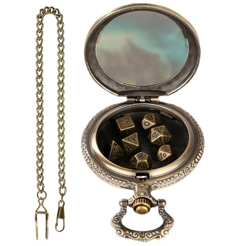 Pocket Watch Dice Set, Mini Metal Polyhedral Dice, Compact Shell Storage Case, Vintage Game Prop Design, RPG Accessory, Ideal for Tabletop Battle Mode, Occupied, Travel, Collector Display Pocket Watch Dice Set, Mini Metal Polyhedral Dice, Compact Shell Storage Case, Vintage Game Prop Design, RPG Accessory, Ideal for Tabletop Battle Mode, Occupied, Travel, Collector Display von Generisch