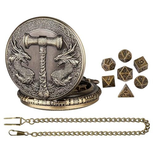 Pocket Watch Dice Set, Pocket Watch Dice - Einzigartige Dragon Tiny Rollenspiel-Würfelset mit Retro-Pocket Watch Case | Gothic Rollen Spielen Brettspielzubehör für Erwachsene Kinder von Generisch
