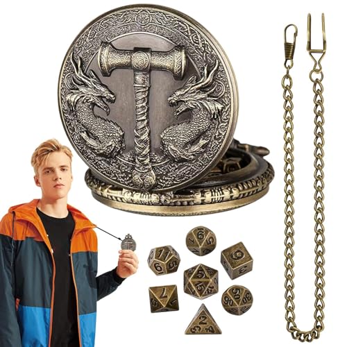 Pocket Watch Dice Set, Unique Dragon Metal Polyhedral Dice, Vintage Pocket Clock Case, Alloy Stylish RPG Accessory, Role-Playing Card Games, Present for Board Game Enthusiasts Pocket Watch Dice Set, Unique Dragon Metal Polyhedral Dice, Vintage Pocket Clock Case, Alloy Stylish RPG Accessory, Role-Playing Card Games, Present for Board Game Enthusiasts von Generisch