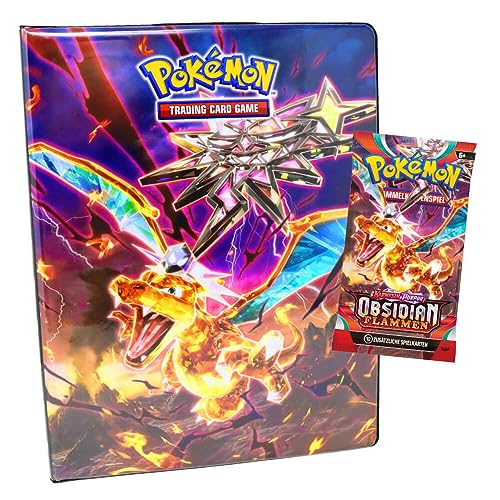 Pokemon Sammelkarten Karmesin & Purpur - Obsidian Flammen Karten - Ultra Pro Trading Cards Deutsch - 1 Mappe + 1 Booster von Generisch