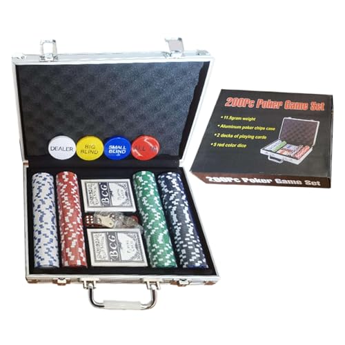 Poker Chips Set for Texas Hold’em, Professional -Style Set with Aluminum Case, Complete Chip & Kit Blackjack, Card Clubs, Parties & Game Nights, 7.87x2.76x2.36 Inc von Generisch