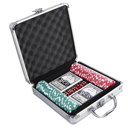 Poker Chips Set for Texas Hold’em, Professional -Style Set with Aluminum Case, Complete Chip & Kit Blackjack, Card Clubs, Parties & Game Nights, 7.87x2.76x2.36 Inc von Generisch