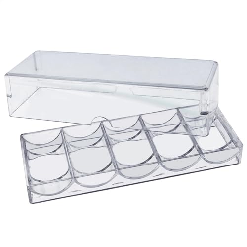 Pokerchip-Tablett – Pokerchip-Koffer leer | Pokerchip-Halter Tablett, Acryl-Pokerchip-Box mit Deckel, transparenter Aufbewahrungskoffer für Glücksspiele, hält 100 Chips von Generisch