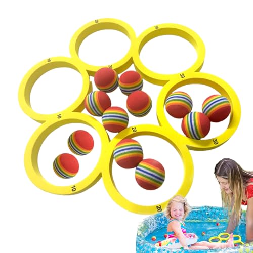 Poolspiele Für Erwachsene, Schwimmendes Wurfspiel Für Pool, Gesellschaftsspiel Mit 12 Regenbogenbällen Für Wasserpark Garten Und Poolspiele Für Erwachsene, Schwimmendes Wurfspiel Für Pool, Gesellschaftsspiel Mit 12 Regenbogenbällen Für Wasserpark Garten Und von Generisch