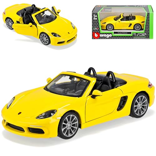 Porsche 718 Boxter 982 Cabrio Gelb Ab 2016 1/32 Burago Modell Auto von Generisch