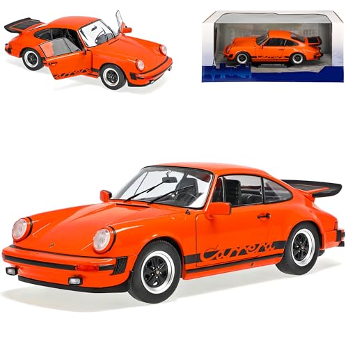 Generisch Porsche 911 930 Carrera 3.2 Coupe Orange mit Schwarz G-Modell 1973-1989 1/18 Solido Modell Auto von Generisch