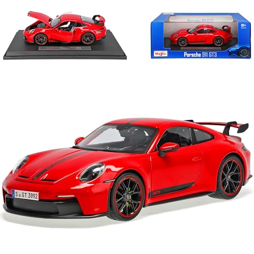 Porsche 911 992 GT3 Coupe Rot mit Streifen Neue Generation Ab 2019 Version Ab 2022 1/18 Modell Auto mit individiuellem Wunschkennzeichen Porsche 911 992 GT3 Coupe Rot mit Streifen Neue Generation Ab 2019 Version Ab 2022 1/18 Modell Auto mit individiuellem Wunschkennzeichen von Generisch