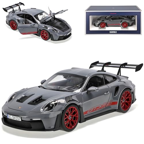 Porsche 911 992 GT3 RS Coupe Arctic Grau mit Rot Neue Generation Ab 2019 Version Ab 2022 1/18 Norev Modell Auto von Generisch