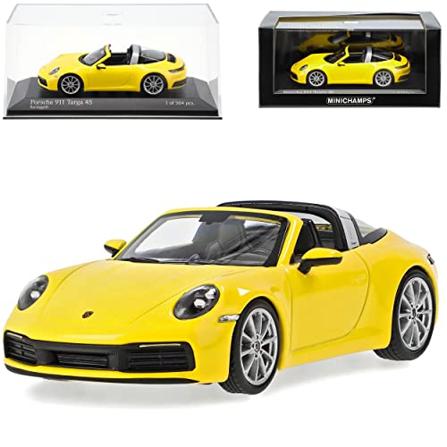 Porsche 911 992 Targa 4S Cabrio Gelb Neue Generation Ab 2019 1/43 Minichamps Modell Auto von Generisch