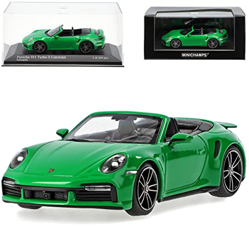 Porsche 911 992 Turbo S Cabrio Phyton Grün Neue Generation Ab 2019 1/43 Minichamps Modell Auto von Generisch