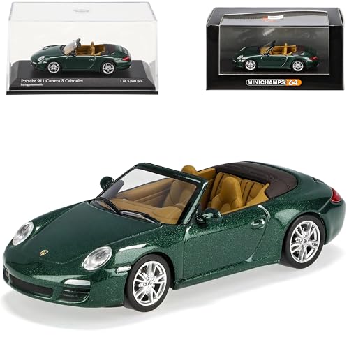 Porsche 911 997 Carrera S Cabrio Racing GrÜn 1/64 Minichamps Modell Auto Modellauto von Generisch