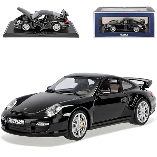 Porsche 911 997 II GT2 Schwarz Coupe Ab 2007 2004-2011 1/18 Norev Modell Auto mit individiuellem Wunschkennzeichen von Generisch