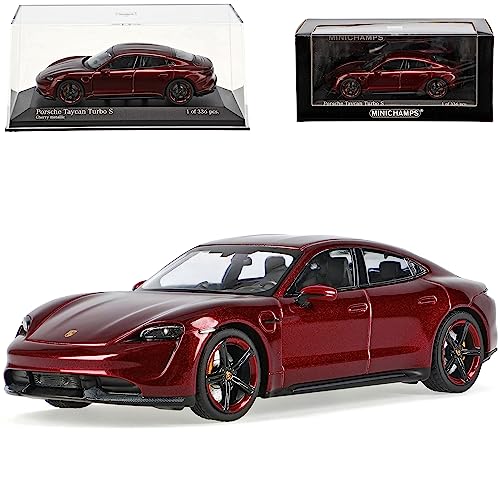Generisch Porsche Taycan Turbo S Limousine Cherry Rot Metallic Ab 2019 1/43 Minichamps Modell Auto von Generisch