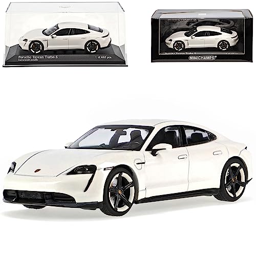 Porsche Taycan Turbo S Limousine Weiss Metallic Ab 2019 1/43 Minichamps Modell Auto von Generisch