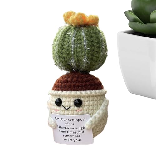 Positive Crochet Kaktus Ball | Gestrickte Emotional Positive Pflanze | Gestrickte Kaktus Spielzeug | Häkelkaktus Puppe | Lustiger Positiver Häkelkaktus Emotionale Unterstützung | Emotionale von Generisch