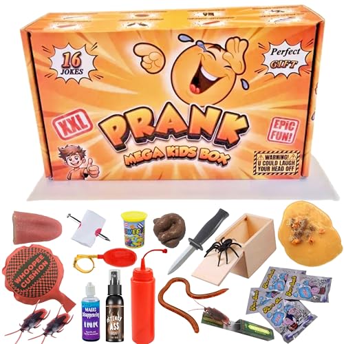 Prank - Mega Kids Box | Streiche für Kinder | Scherzartikel Set | Geschenk für Kinder| 16 lustige Streiche Prank - Mega Kids Box | Streiche für Kinder | Scherzartikel Set | Geschenk für Kinder| 16 lustige Streiche von Generisch
