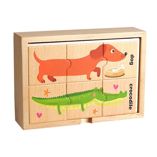 Preschool Learning Puzzles, Animal Wooden Puzzle Set, Matching Educational Games, 6.89x4.92x1.97 inches, Portable Wooden Storage Box, Fun Interactive Play for Birthdays Holidays von Generisch