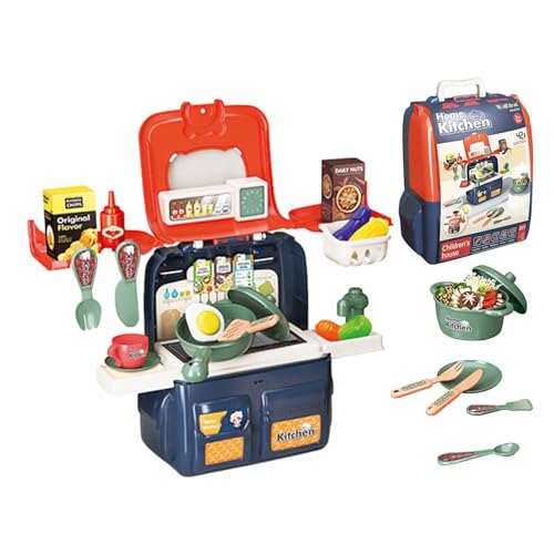 Pretend Kitchen Spielset | Realistisches Rucksack-Geschirr-Spielset für Kinder,Buntes, süßes Spielhauszubehör, tragbares Kinderspielset für Mädchen und Pretend Kitchen Spielset | Realistisches Rucksack-Geschirr-Spielset für Kinder,Buntes, süßes Spielhauszubehör, tragbares Kinderspielset für Mädchen und von Generisch