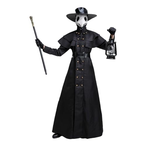 Priester Kostüm, Erwachsene Halloween Robe Doktor Kostüm Set, Mittelalter Punk Priester Robe für Themenpartys Halloween Nacht Priester Kostüm, Erwachsene Halloween Robe Doktor Kostüm Set, Mittelalter Punk Priester Robe für Themenpartys Halloween Nacht von Generisch