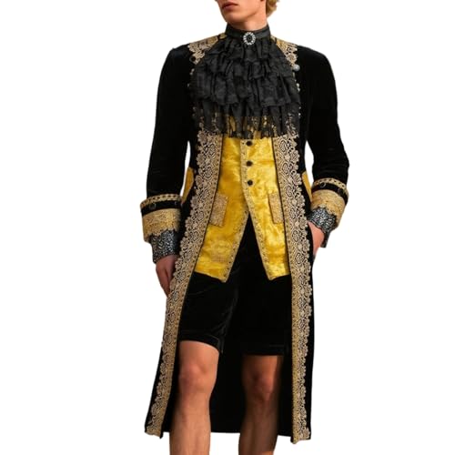 Prinz Kostüm Herren 3-Teiliges - Edelmann Mantel Herren Stickerei Inkl. Anzugweste & Hose Steampunk Jacke Mittelalter Hof Anzug Königlicher Prinz Karneval Halloween Mottoparty Karneval Cosplay Prinz Kostüm Herren 3-Teiliges - Edelmann Mantel Herren Stickerei Inkl. Anzugweste & Hose Steampunk Jacke Mittelalter Hof Anzug Königlicher Prinz Karneval Halloween Mottoparty Karneval Cosplay von Generisch