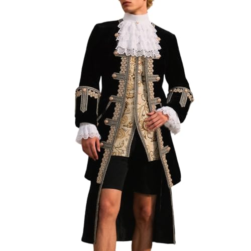 Prinz Kostüm Herren 3-Teiliges - Edelmann Mantel Herren Stickerei Inkl. Anzugweste & Hose Steampunk Jacke Mittelalter Hof Anzug Königlicher Prinz Karneval Halloween Mottoparty Karneval Cosplay Prinz Kostüm Herren 3-Teiliges - Edelmann Mantel Herren Stickerei Inkl. Anzugweste & Hose Steampunk Jacke Mittelalter Hof Anzug Königlicher Prinz Karneval Halloween Mottoparty Karneval Cosplay von Generisch