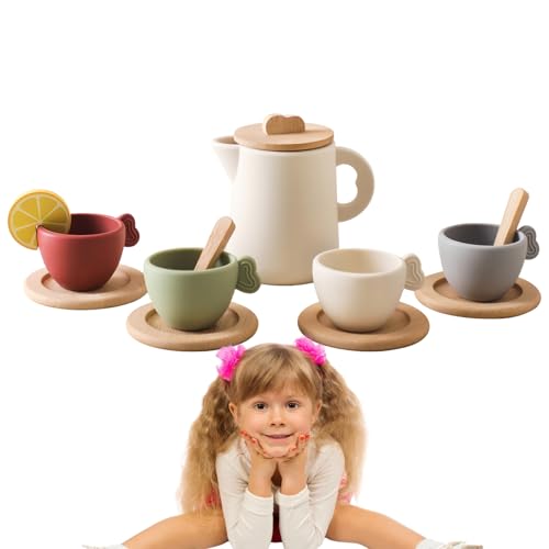 Prinzessin Teezeit Spielzeug | Holzprinzessin Tee Time Game Toy Set | Sicheres und gesunde Bildungsspielzeug für Kindertag, Weihnachten und Geburtstagsgeschenke von Generisch