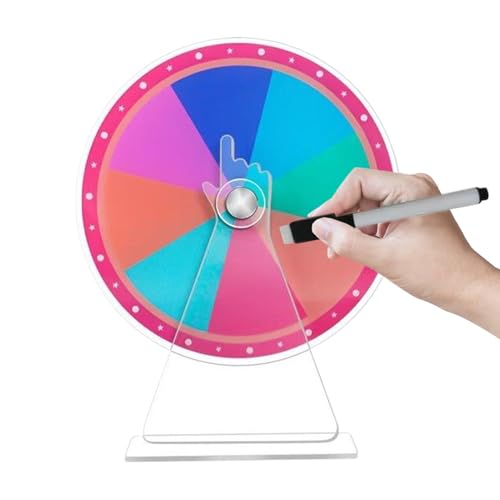 Prize Wheel - PREIDE WHREST TIMOD FODENSSTILLE | Drehen Sie das Radspiel | Acryl -Tabletop Roulette mit Marker löschbar Lucky Draw Spielzeug Regenbogen Farbe für Karnevalshandelsausstellungen von Generisch