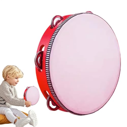 Professionelle Handtrommel - Runde Tamburin, Hand Held Tamburin Trommeln Glocke, einreihig 8 Paar Schellen Rot Handheld Percussion Instrument für Anfänger und Tamburin Spieler von Generisch