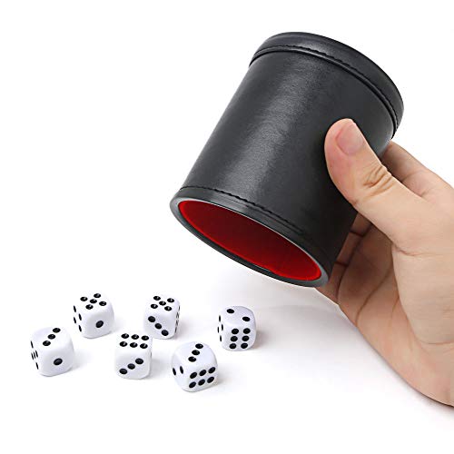 Würfelbecher aus PU-Leder mit 6 Würfeln, Innenfutter aus Filz, geräuscharmer Shaker für Yahtzee-Spiel von Generisch