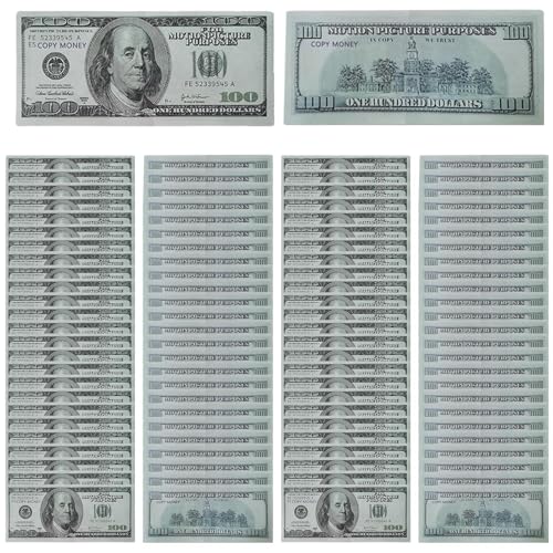 Prop Money Dollars - 100 US -Dollar $ 100 -Dollar -Rechnungen | Retro-Style-Requisite-Notizen | Künstlerische gefälschte Dollars für Partys, Streiche, Bildung und Spielen von Brettspielen Prop Money Dollars - 100 US -Dollar $ 100 -Dollar -Rechnungen | Retro-Style-Requisite-Notizen | Künstlerische gefälschte Dollars für Partys, Streiche, Bildung und Spielen von Brettspielen von Generisch