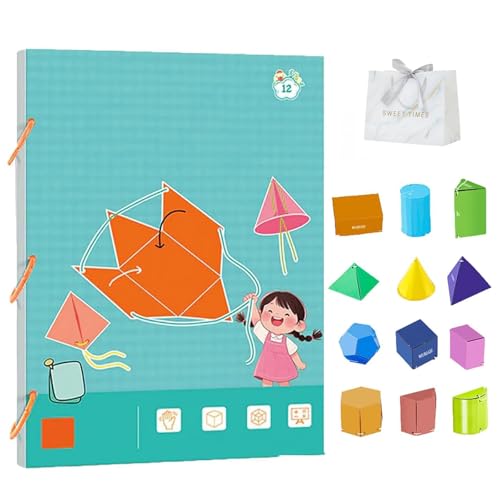 Pull String 3D Geometry Learning Book, DIY 3D Geometry Lernbuch, Lehren Volumen & Oberfläche Formeln, Lehrbuch zum Erlernen von 3D-Geometrie mit Zugschnur (B) von Generisch