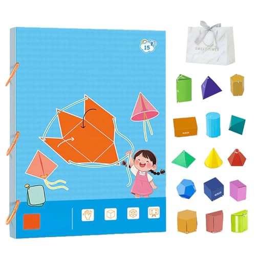 Pull String 3D Geometry Learning Book, DIY 3D Geometry Lernbuch, Lehren Volumen & Oberfläche Formeln, Lehrbuch zum Erlernen von 3D-Geometrie mit Zugschnur (C) von Generisch