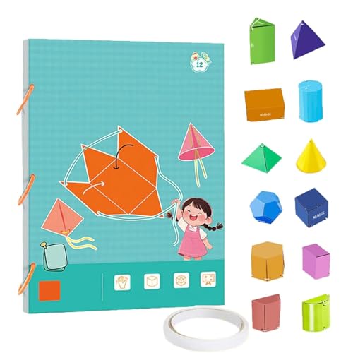 Pull String 3D Geometry Learning Book, Geometrie Lernbuch mit Zugschnur, 9/12/15 Geometrische Modelle, Lehrmaterial für Volumen & Oberfläche Formeln, Lernspielzeug für Anfänger Kinder Schüler (B) von Generisch
