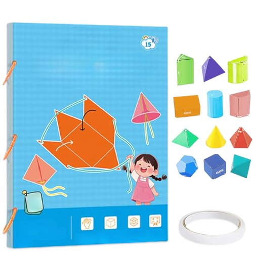 Pull String 3D Geometry Learning Book, Pull String 3D Geometrie Lernbuch, Geometrie Lernen, Volumen & Oberfläche Formeln, Lernspielzeug für Kinder (A) von Generisch