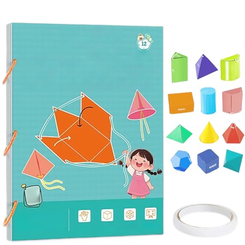 Pull String 3D Geometry Learning Book, Pull String 3D Geometrie Lernbuch, Geometrie Lernen, Volumen & Oberfläche Formeln, Lernspielzeug für Kinder (B) von Generisch
