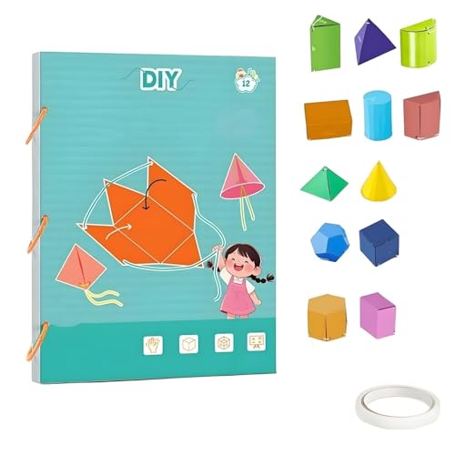Pull String 3D Geometry Learning Book, Pull String 3D Geometrie-Lernbuch,Lehren Volumen & Oberfläche Formeln,3D-Geometrie-Lernbuch mit 9/12/15 Feststoffe,Geometrie für Anfänger,Geometrie Lehrmaterial von Generisch