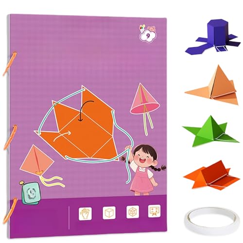 Pull String 3D Geometry Learning Book, Pull String 3D Geometrie Lernbuch mit 9/12/15 Modellen, Lernspiel für Volumen & Oberfläche Formeln, Geometrie für Anfänger (C) von Generisch