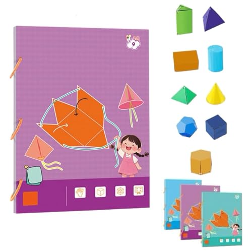 Pull String 3D Geometry Learning Book, Pull String 3D-Geometrie-Lernbuch mit Zugschnur, Geometrie für Anfänger mit geometrischem Modell, Geometrie Lernspielzeug Geschenk (9-Model) von Generisch