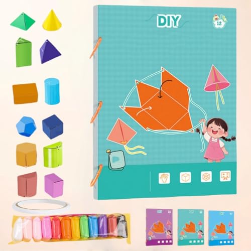 Pull String 3D Geometry Learning Book,Pull String 3D Geometrie Lernbuch,3D-Geometrie-Lernbuch Mit Zugschnur,Geometrie Lehrmaterial,Geometrie Lernspielzeug Für Jungen Mädchen (12 Modelle) von Generisch