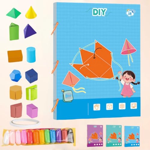 Pull String 3D Geometry Learning Book,Pull String 3D Geometrie Lernbuch,3D-Geometrie-Lernbuch Mit Zugschnur,Geometrie Lehrmaterial,Geometrie Lernspielzeug Für Jungen Mädchen (15 Modelle) von Generisch