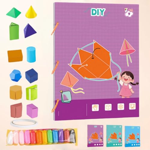 Pull String 3D Geometry Learning Book,Pull String 3D Geometrie Lernbuch,3D-Geometrie-Lernbuch Mit Zugschnur,Geometrie Lehrmaterial,Geometrie Lernspielzeug Für Jungen Mädchen (9 Modelle) von Generisch