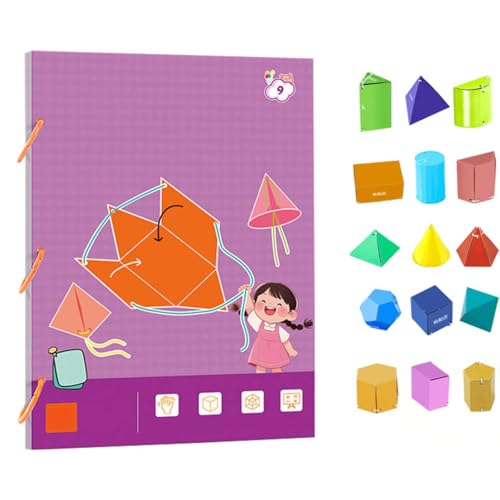 Pull String 3D Geometry Learning Book,Pull String 3D Geometrie Lernbuch,Lehren Volumen & Oberfläche Formeln,mit Geometrischem Modell,3D-Geometrie-Lernbuch mit Zugschnur,für Jungen und Mädchen (#1) von Generisch