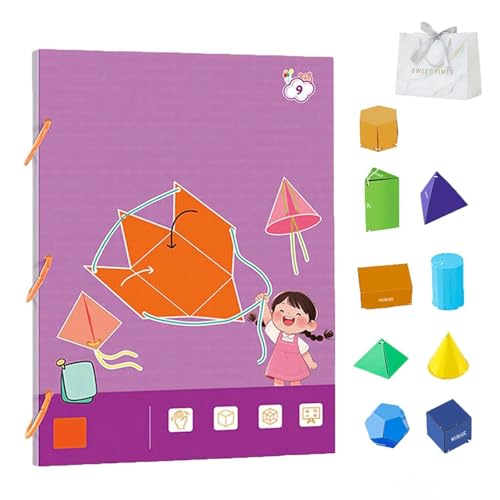 Pull String 3D Geometry Lernbuch, DIY 3D Geometry Learning Book, Lehren Volumen & Oberfläche Formeln, Lehrbuch zum Erlernen von 3D-Geometrie mit Zugschnur (A) von Generisch