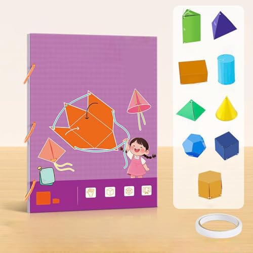 Pull String 3D Geometry Lernbuch, Dragtråd 3D Geometri Bok För Barn, Interactive Pull-String Geometry Learning Kit with Pop-Up Models (9-Model) von Generisch
