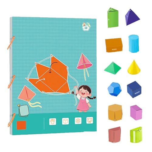 Pull String 3D Geometry Lernbuch, Lehrbuch zum Erlernen von 3D-Geometrie mit Zugschnur, Interaktives Geometrie-Lernset mit Pop-up-Modellen (B) von Generisch