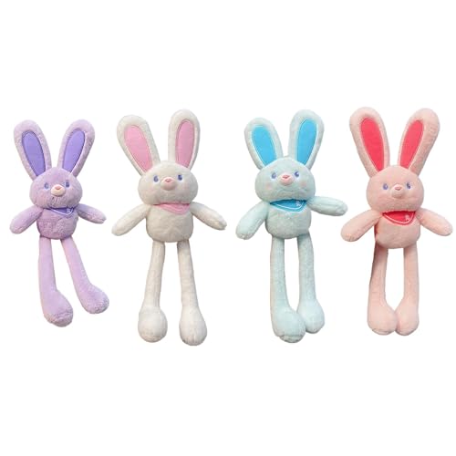 Pull Up Rabbit Plush Toy | 4-Stk Bunny Plush Puppe | Weicher Osterhasen Figuren | Bunny Plüschtier mit Dehnbaren Ohren & Beinen | Rabbit Plüschtiere Schlüsselanhänger Anhänger für Erwachsene Kinder von Generisch