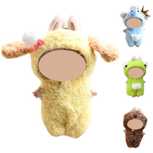Puppe Kleidung, Kleidung für 6.69" labu Puppe Plüsch, Kuscheltier Kleidung Outfit nur Bekleidungs zubehör für 17cm Puppe Plush Pullover Hoodie Bekleidung (Gelb) von Generisch