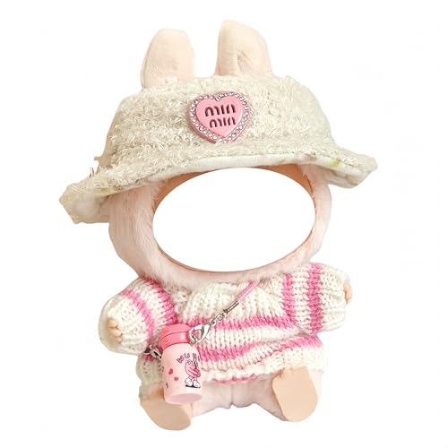 Puppe Zubehör Set,17cm Puppenkleidung,Hut mit, Strickpullover und Flasche,Rosa-Weiß, DIY Kinder Geschenke,Ohne Puppe von Generisch